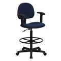 Flash Furniture BT-659-NVY-ARMS-GG Swivel Drafting Stool w/ Arms & Low Back - Navy Blue Polyester Upholstery
