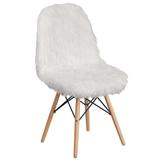 Flash Furniture DL-10-GG Accent Side Chair - White Shaggy Fur Upholstery, Wood Legs