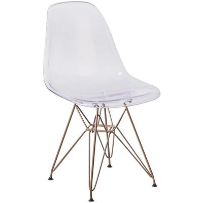 Flash Furniture FH-130-CPC1-GG Ghost Side Chair - Polypropylene, Transparent Crystal, Gold
