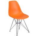 Flash Furniture FH-130-CPP1-OR-GG Elon Accent Side Chair - Orange Plastic Seat, Chrome Base