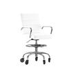 Flash Furniture GO-2286B-WH-RLB-GG Swivel Office Chair w/ Mid Back - White LeatherSoft Upholstery, Chrome