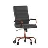 Flash Furniture GO-2286H-BK-RSGLD-RLB-GG Swivel Office Chair w/ High Back - Black LeatherSoft Upholstery, Rose Gold
