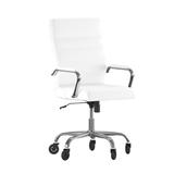 Flash Furniture GO-2286H-WH-RLB-GG Swivel Office Chair w/ High Back - White LeatherSoft Upholstery, Chrome