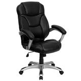 Flash Furniture GO-725-BK-LEA-GG Swivel Office Chair w/ High Back - Black LeatherSoft Upholstery