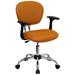 Flash Furniture H-2376-F-ORG-ARMS-GG Swivel Office Arm Chair w/ Mid Back - Orange Mesh Back & Seat