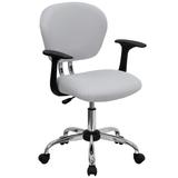 Flash Furniture H-2376-F-WHT-ARMS-GG Swivel Office Arm Chair w/ Mid Back - White Mesh Back & Seat