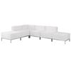 Flash Furniture ZB-IMAG-SECT-SET8-WH-GG Hercules Imagination 6 Piece Modular Sectional Set - White LeatherSoft Upholstery, Stainless Legs