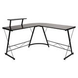 Flash Furniture NAN-CD-22181-BK-BK-G Corner Computer Desk w/ Black Laminate Top & Black Metal Frame - 83 1/2"W x 48"D x 29"H