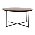 Flash Furniture NAN-JH-1787CT-WAL-BK-GG Coffee Table w/ Walnut Wood Top & Matte Black Metal Legs - 35 1/2"W x 35 1/2"D x 19 1/4"H