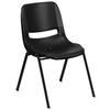 Flash Furniture RUT-16-PDR-BLACK-GG Hercules Stacking Student Shell Chair - Black Plastic Seat, Black Metal Frame