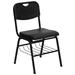 Flash Furniture RUT-GK01-BK-BAS-GG Stacking Chair w/ Black Plastic Seat & Wire Book Basket - Black Metal Frame