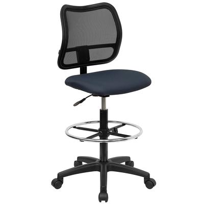 Flash Furniture WL-A277-NVY-D-GG Swivel Drafting Stool w/ Mid Back - Navy Blue Fabric Upholstery