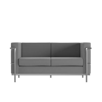 Flash Furniture ZB-REGAL-810-2-LS-GY-GG Loveseat w/ Gray LeatherSoft Upholstery, Stainless Legs