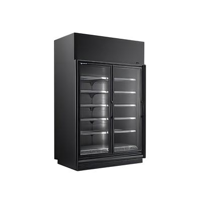 Master-Bilt BEM-2-30CP 67" BEM-CP Series 2 Section Glass Door Merchandiser - 2 Left/Right Hinge Doors, Black, 208-230v