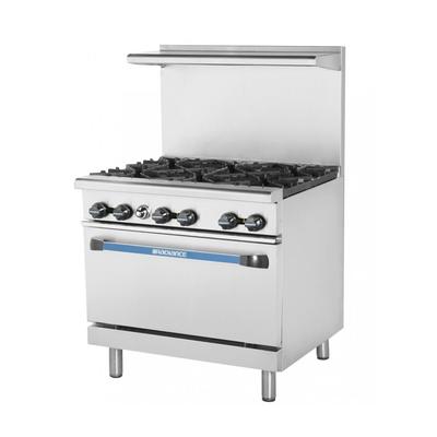 Turbo Air TAR-6 LP 36" 6 Burner Commercial Gas Range w/ Standard Oven, Liquid Propane, 6 Burners, Stainless Steel, Gas Type: LP