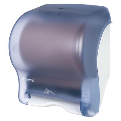 San Jamar T8400TBL Wall Mount Touchless Roll Paper Towel Dispenser - Plastic, Arctic Blue, Impact-Resistant Plastic, Translucent Arctic Blue