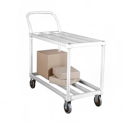 New Age 95661 2 Level Aluminum Utility Cart w/ 700 lb Capacity, Flat Ledges, Silver