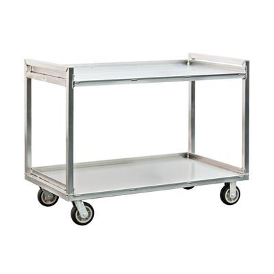 New Age 97180 2 Level Aluminum Utility Cart w/ 1500 lb Capacity, Raised Ledges, Silver