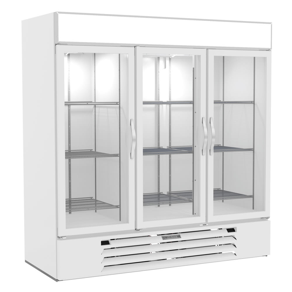 Beverage-Air MMRR72HC-1-B-WW-WINE 75 1/8" 3 Section Commercial Wine Cooler w/ 2 Zones - 2 Shelves, 115v, Freestanding, Dual Zone, White