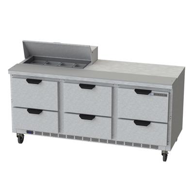 Beverage Air SPED72HC-08-6 72" Sandwich/Salad Prep Table w/ Refrigerated Base, 115v, Stainless Steel