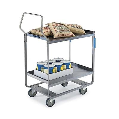 Lakeside 4522 2 Level Stainless Utility Cart w/ 700 lb Capacity, Raised Ledges, Silver