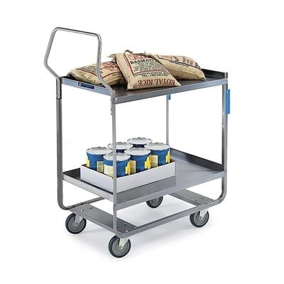 Lakeside 4558 2 Level Stainless Utility Cart w/ 700 lb Capacity, Raised Ledges, Silver