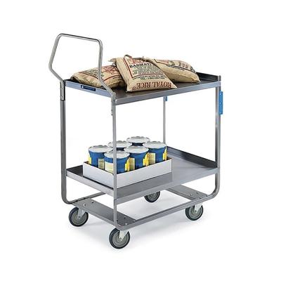 Lakeside 4721 2 Level Stainless Utility Cart w/ 700 lb Capacity, Raised Ledges, Silver