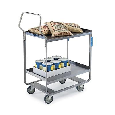 Lakeside 4722 2 Level Stainless Utility Cart w/ 700 lb Capacity, Raised Ledges, Silver