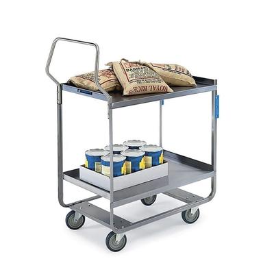 Lakeside 4758 2 Level Stainless Utility Cart w/ 700 lb Capacity, Raised Ledges, Silver