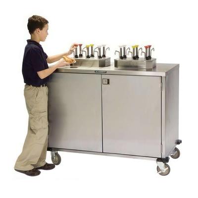Lakeside 70200 Pump Style Condiment Dispenser Cart w/ 8 Pumps, 8 Compartments, Stainless, Silver