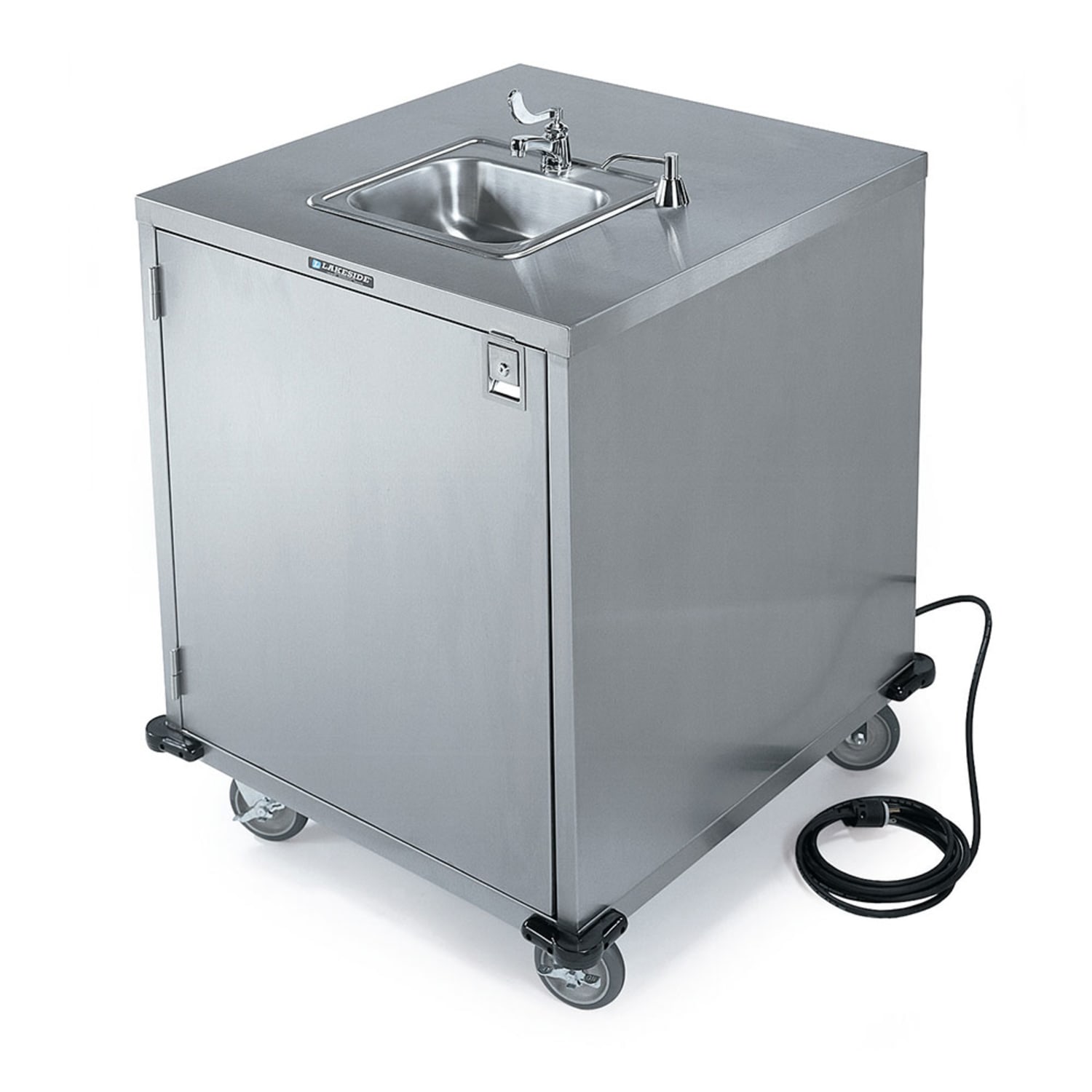 Lakeside 9600 45"H Portable Sink w/ 5"D Bowl, Soap Dispenser, Cold Water, Stainless Steel