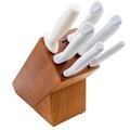Dexter Russell HSG-3 7 Piece Knife Set w/ Wooden Block, White Polypropylene Handles