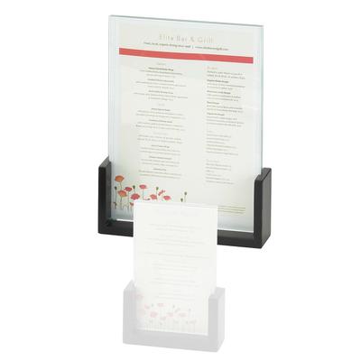 Cal-Mil 1510-811-96 Tabletop Menu Card Holder - 8 1/2" x 11", Acrylic/Midnight Bamboo, Black