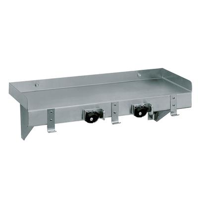 Advance Tabco K-245 Solid Wall Mounted Shelf, 24"W x 8"D, Stainless, 2 Mop Holders, Stainless Steel
