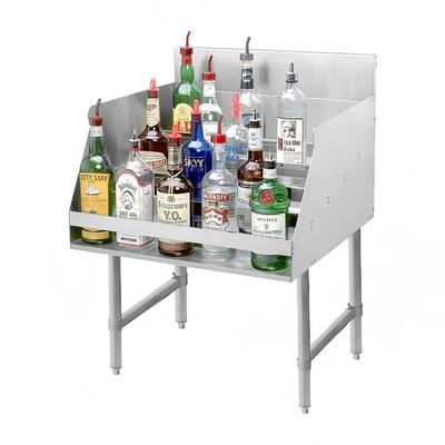 Advance Tabco LD-2112 Raised Liquor Display - Holds 15 Bottles, 4" Back Splash, 12" x 26", 4" Backsplash, 15-Bottle Capacity, Silver