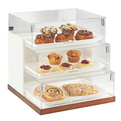 Cal-Mil 3020-55 3 Tier Luxe Step Display Case - White, Stainless Steel