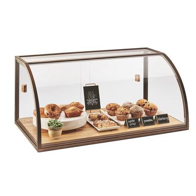 Cal-Mil 3611 Full-Service Pastry Display Case w/ Sliding Doors - Antique Metal Frame, Acrylic, Arched, Brown