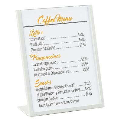 Cal-Mil 3671-811-15 Tabletop Menu Card Holder - 8 1/2" x 11", Metal, White