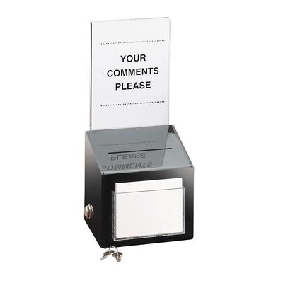 Cal-Mil 390 Countertop Suggestion Box w/ Lock, 7" x 7" x 16" High, Black