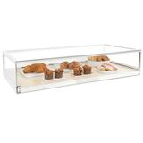 Cal-Mil 3930-71 24" Square Pastry Display Case w/ Pull Out Drawer with Handle - 10 1/4"H, Maple Wood/White Metal, Clear