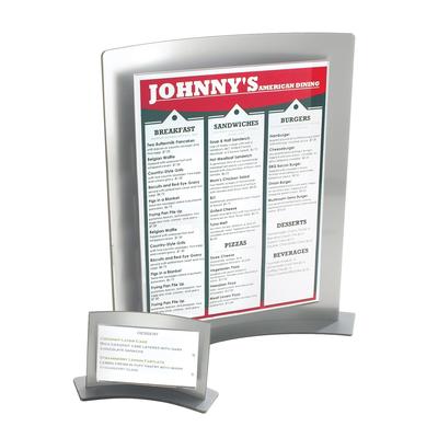 Cal-Mil 828 Tabletop Menu Card Holder - 8.5"W x 11"H, Silver