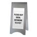 Cal-Mil 852-55SD "Social Distancing" Floor Sign - 11 7/8"W x 17 1/2"D x 22"H, Stainless Steel, 2 Sided, Silver