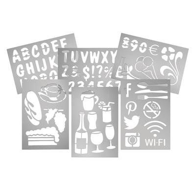 American Metalcraft SECSTN5 6 Piece Stencil Set, 9x13", Transparent, 6 Pieces, White