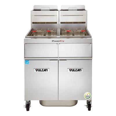 Vulcan 2TR65DF NG Commercial Gas Fryer - (2) 70 lb Vats, Floor Model, Natural Gas, 80,000 BTU, Stainless Steel, Gas Type: NG