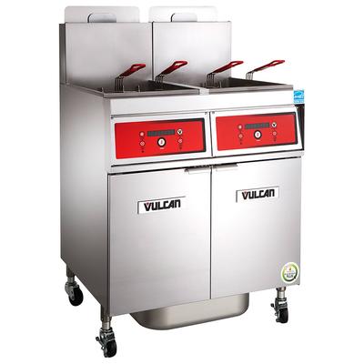 Vulcan 4VK45AF PowerFry5 Commercial Gas Fryer - (4) 50 lb Vats, Floor Model, Liquid Propane, Solid State Analog Controls, KleenScreen Filtration, Stainless Steel, Gas Type: LP