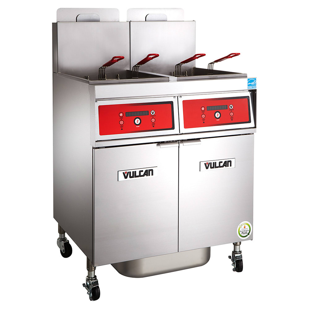 Vulcan 4VK85DF LP Commercial Gas Fryer - (4) 90 lb Vats, Floor Model, Liquid Propane, Stainless Steel, Gas Type: LP, Gas Type: LP