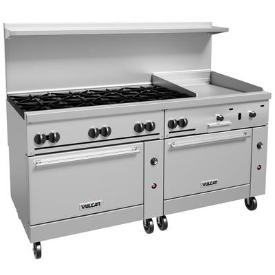 Vulcan 72SC-8B24GT NG 72" 8 Burner Commercial Gas Range w/ Griddle, 1 Standard Oven, & 1 Convection Oven, Natural Gas, Stainless Steel, Gas Type: NG