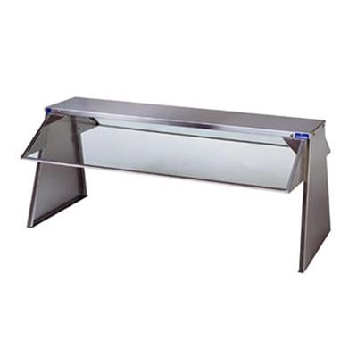 Duke 639 Buffet Shelf w/ 2 Tempered Glass Guards, 4 Section, 10" x 18" x 72 3/8", Breath Guards On Both Sides, Without Lights, Silver