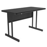 Correll WS2460-07-09-09 Rectangular Desk Height Work Station, 60"W x 24"D - Black Granite/Black T-Mold