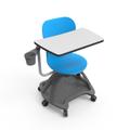 Luxor STUDENT-MTACHR Mobile School Desk and Chair w/ Blue Seat & Gray Frame - Polypropylene